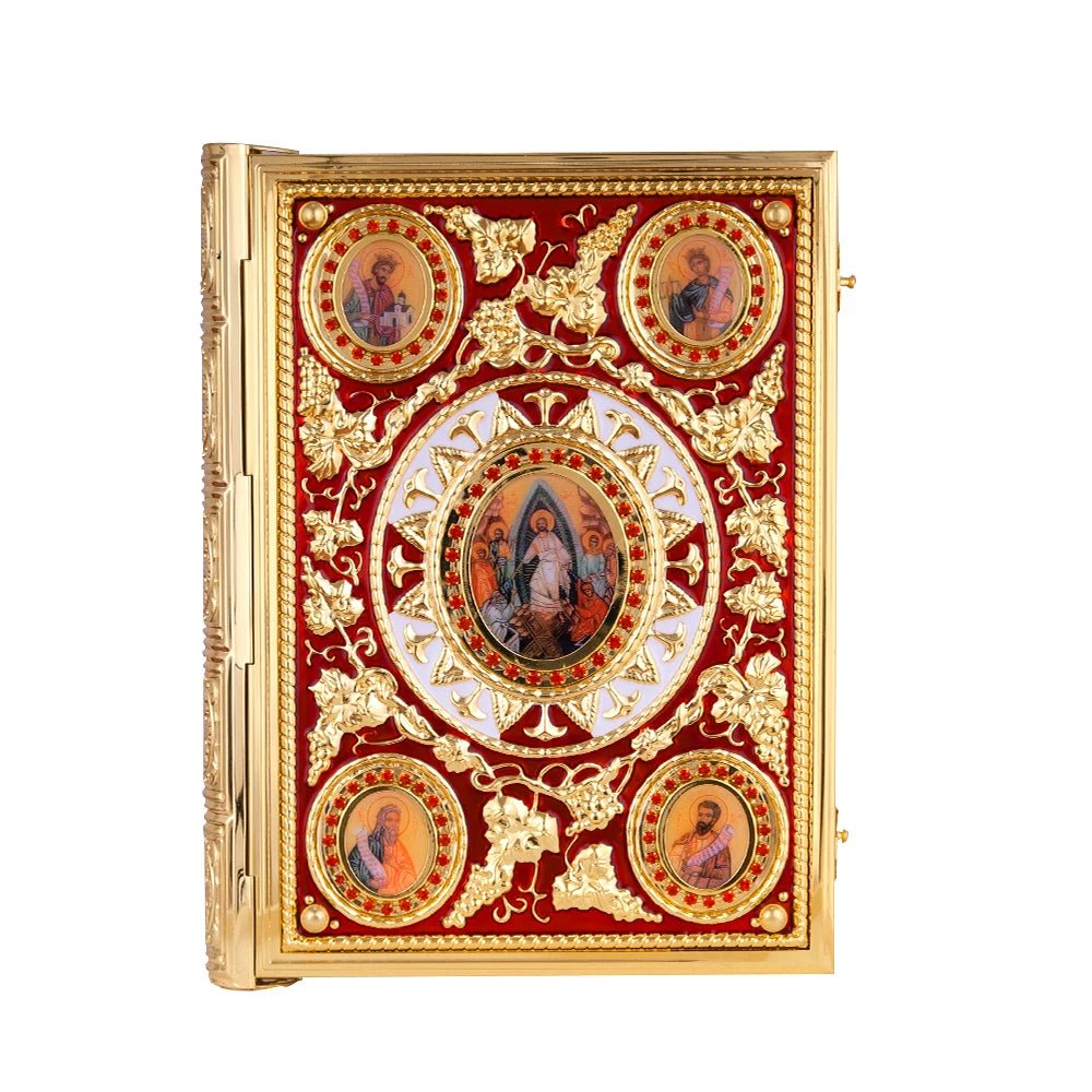 Orthodox Bible Cover – Gold Enamel Alloy Gospel Book Protective Shell - Sylva