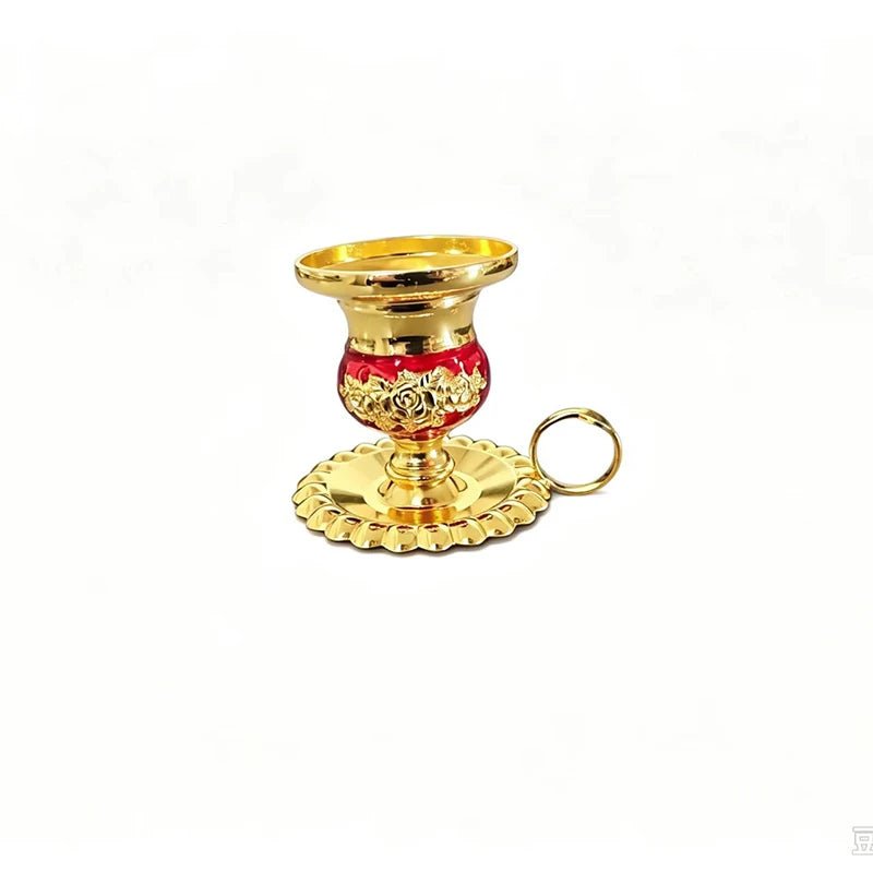 Byzantine Orthodox Candle Holder – Gold Plated Enamel Prayer Candlestick - Sylva