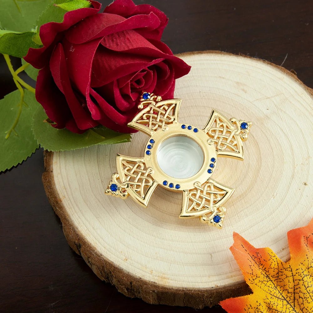 Orthodox Cross Reliquary Relic Holder – Gold-Tone Sacred Relic Case - Sylva