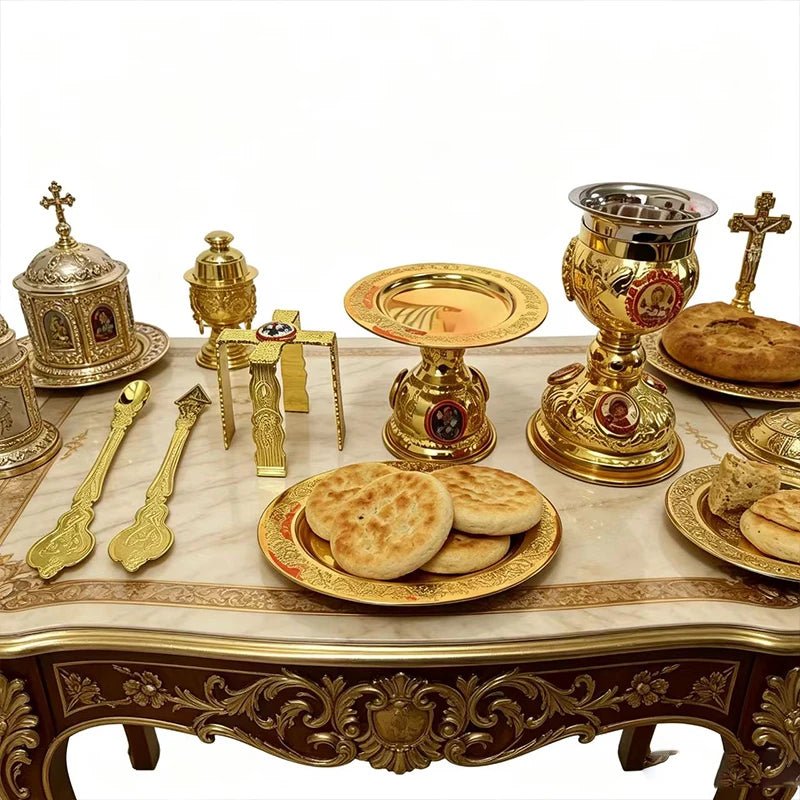 Orthodox Altar Set – Gold Chalice, Diskos & Asterisk Star for Divine Liturgy - Sylva
