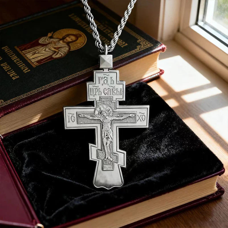 Orthodox Crucifix Cross Necklace – Gold & Silver Christian Pendant