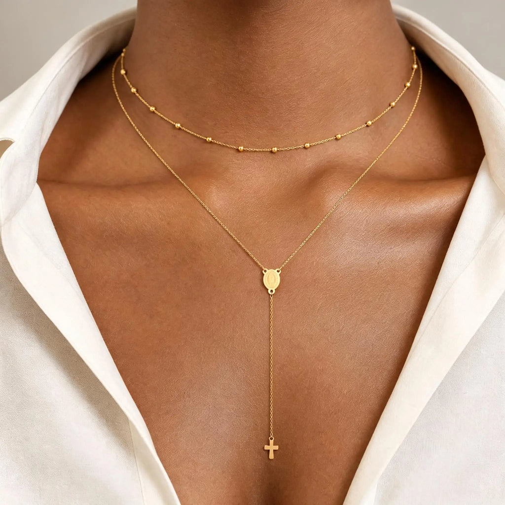 Virgin Mary & Cross Y Necklace for Women - Sylva