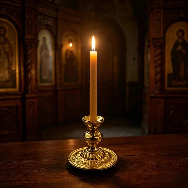 Vintage Gold Plated Orthodox Mini Candle Holder – Church & Home Altar - Sylva