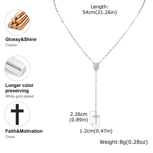Catholic Rosary Necklace for Women – Virgin Mary & Cross Pendant - Sylva