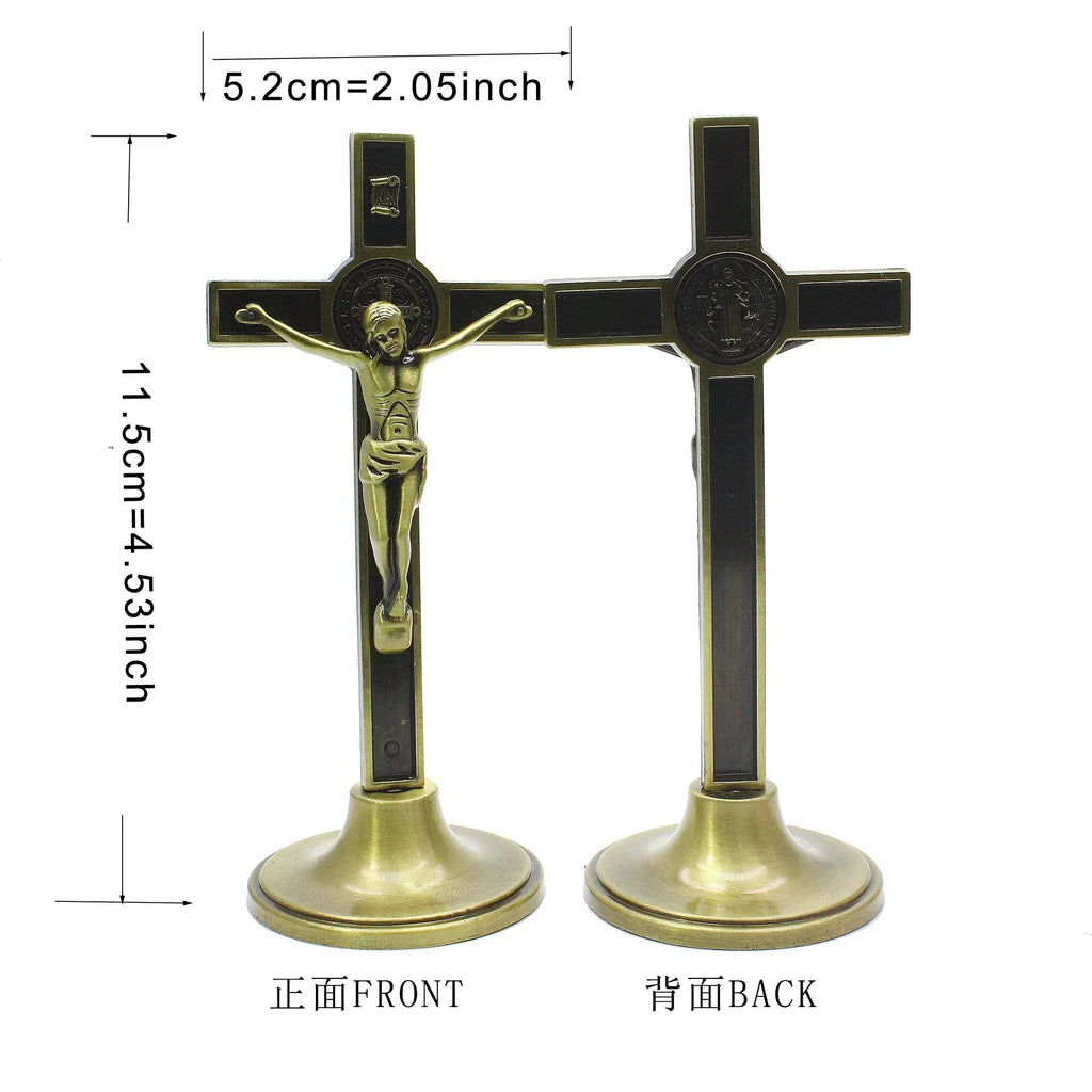 Standing Jesus Crucifix Cross – Antique Bronze & Silver Catholic Decor