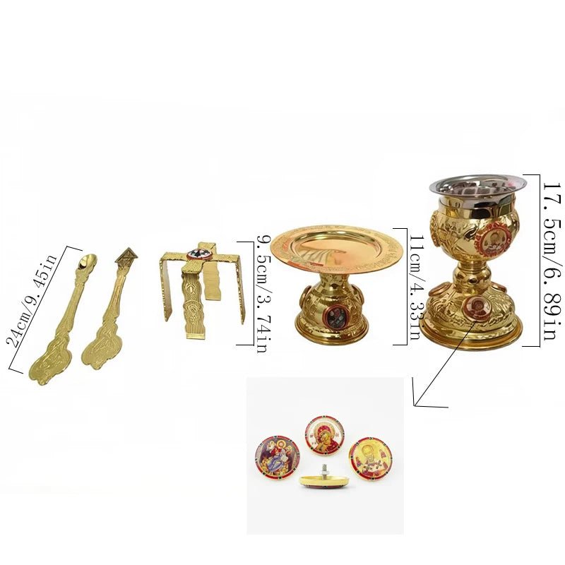 Orthodox Altar Set – Gold Chalice, Diskos & Asterisk Star for Divine Liturgy - Sylva