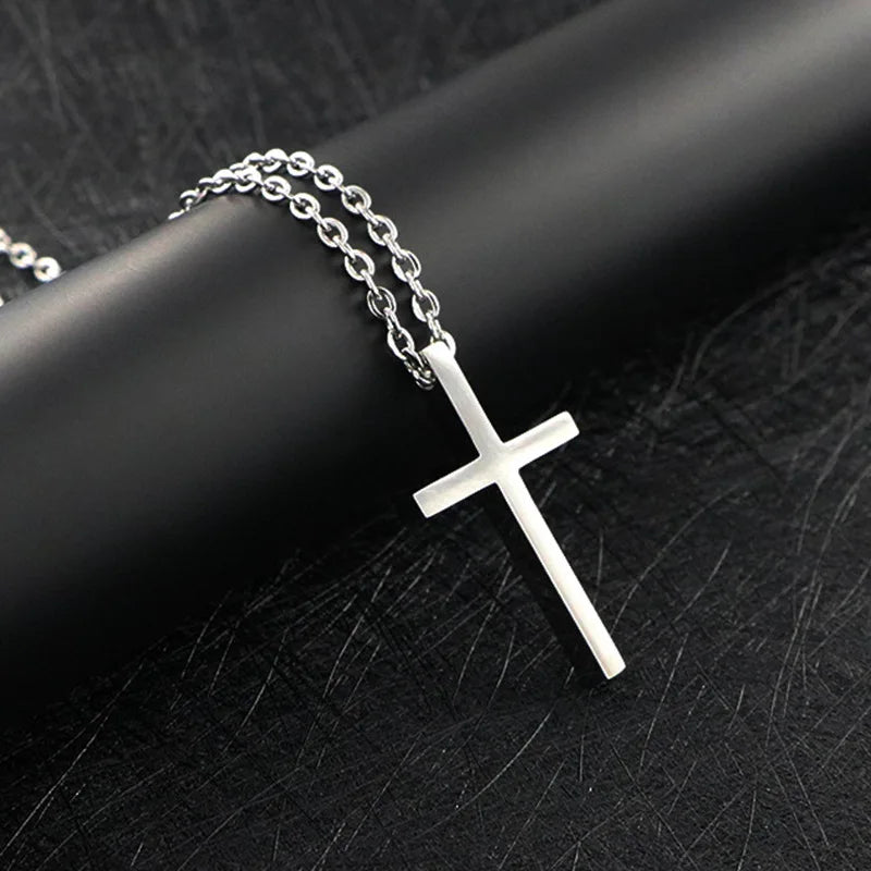 Stainless Steel Cross Pendant Necklace – Silver Christian Necklace - Sylva