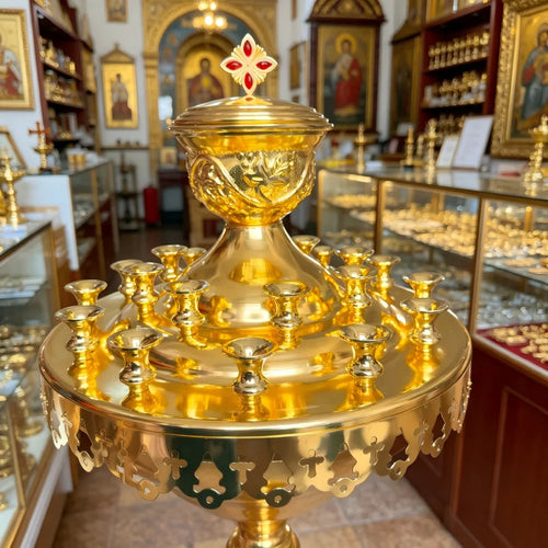 120cm Gold-Plated 20-Candle Church Floor Candle Holder