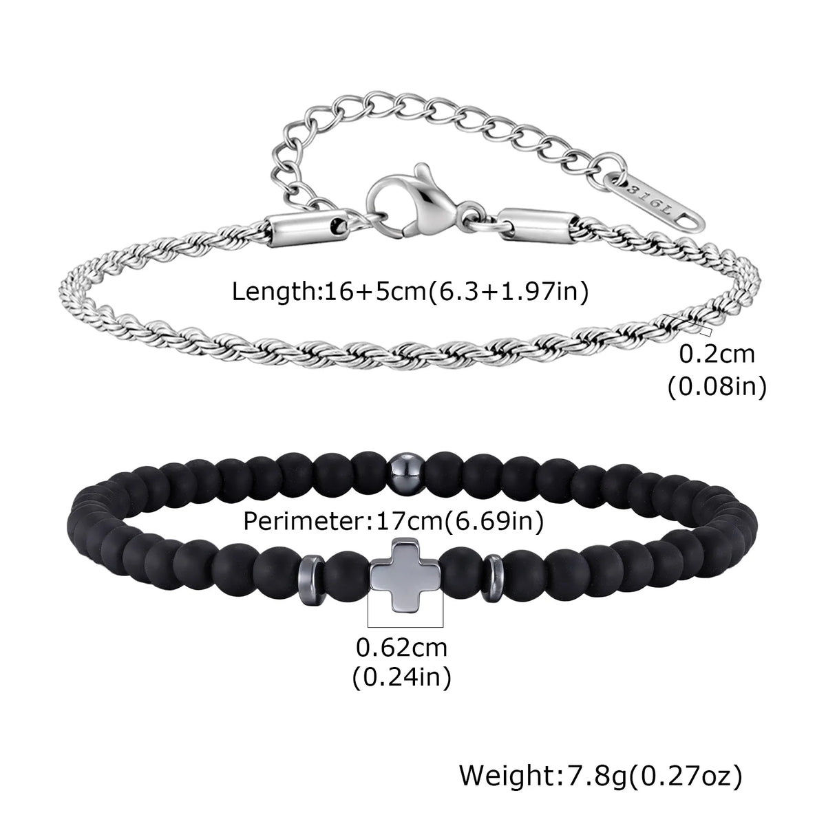 Men's Christian Cross Bracelet – Stainless Steel & Beaded Faith Jewellery