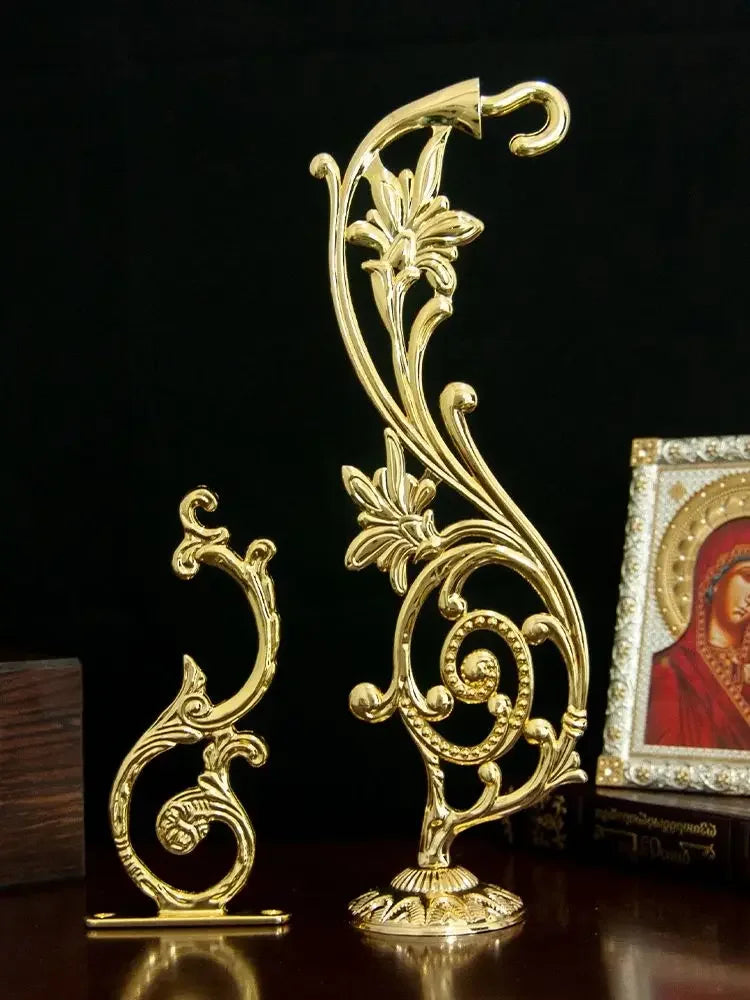Gold Plated Orthodox Wall Hook for Hanging Vigil Lamps, Icons & Church Decor | Classical Religious Home & Church Accessory