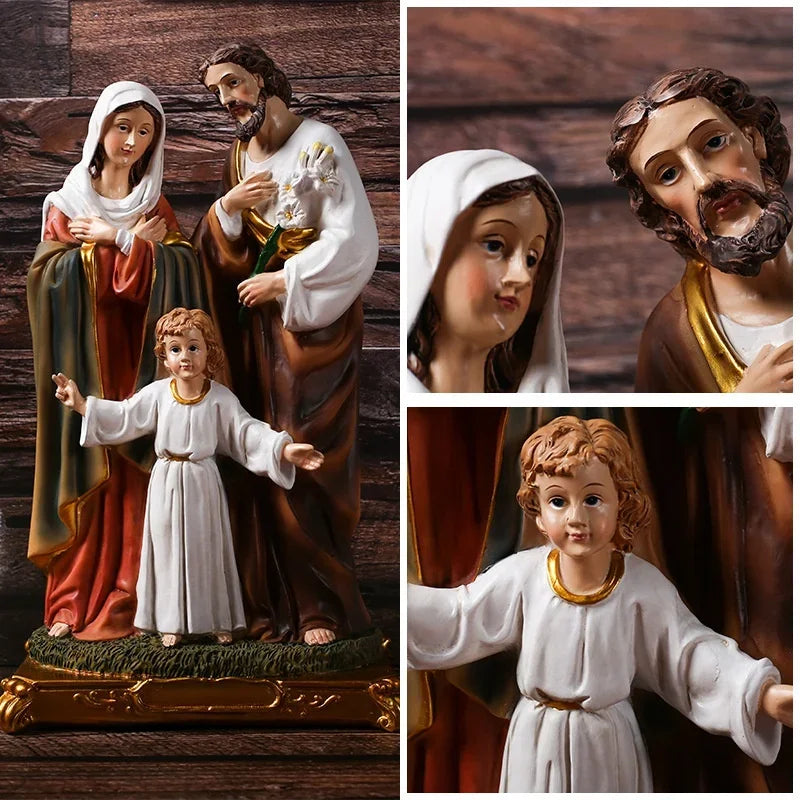 Holy Family Statue – Jesus, Mary & Joseph Catholic Resin Figurine