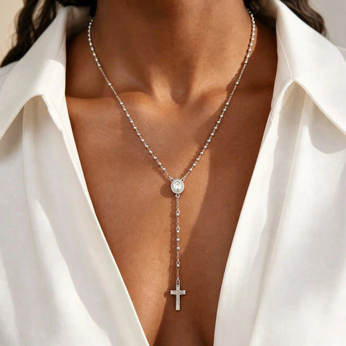 Catholic Rosary Necklace for Women – Virgin Mary & Cross Pendant - Sylva