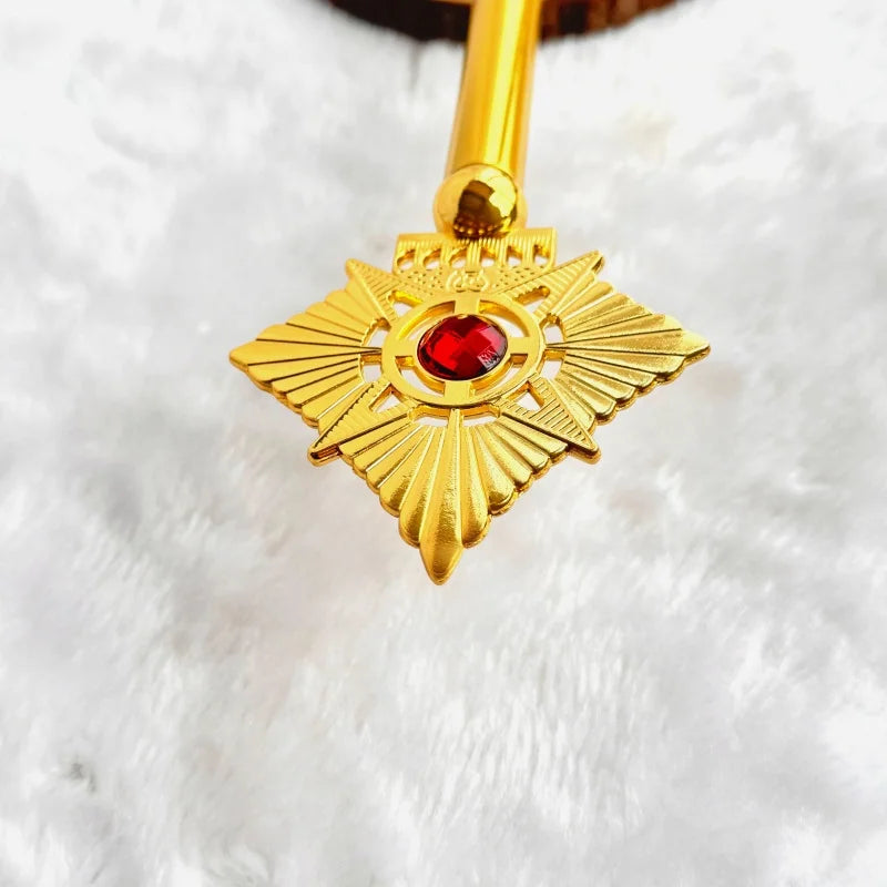 Byzantine Orthodox Priest Blessing Hand Cross – Gold with Red or Blue Gems