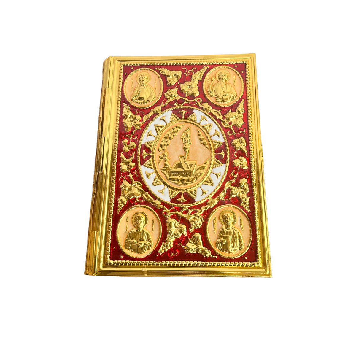 Orthodox Gold-Plated Enamel Gospel Cover with Apostle Icons - Sylva