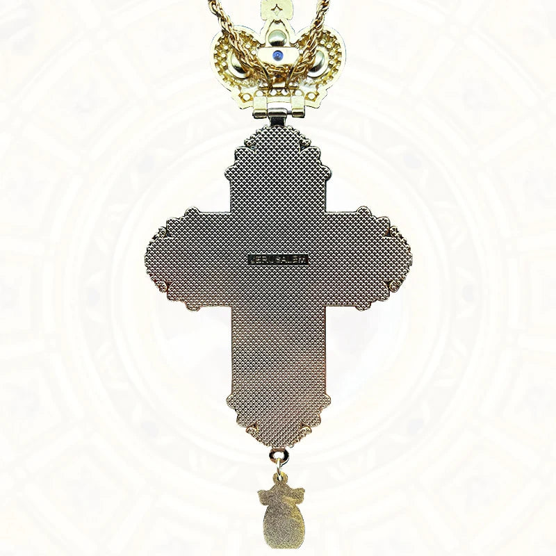 Luxury Orthodox Cross Necklace – Gold Jesus Crucifix with Crystal Details