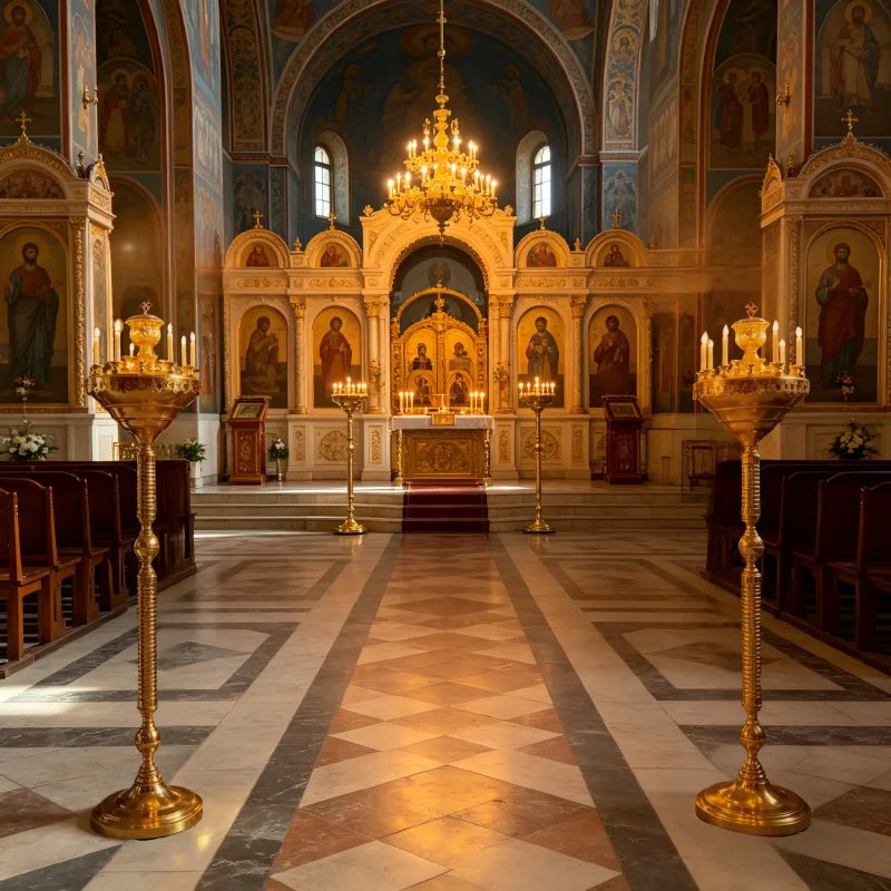 120cm Gold-Plated 20-Candle Church Floor Candle Holder