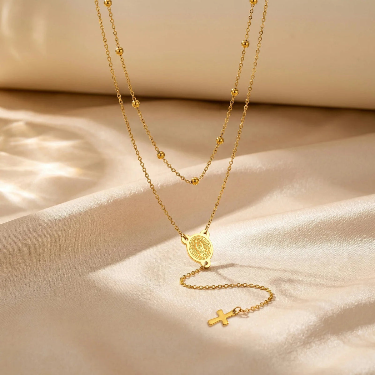 Virgin Mary & Cross Y Necklace for Women - Sylva