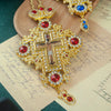 Greek Orthodox Bishop’s Pectoral Cross Necklace with Gemstones – Priest Ordination Religious Cross Pendant for Clergy, Church Ceremonies & Christian Gifts
