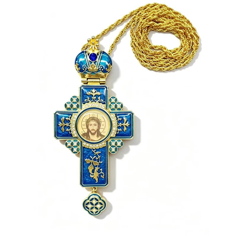 Byzantine Orthodox Wall Cross – Gold Plated Cloisonné Enamel Jesus Icon - Sylva