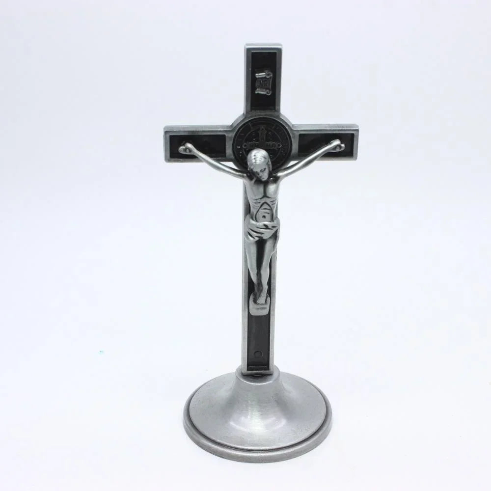 Standing Jesus Crucifix Cross – Antique Bronze & Silver Catholic Decor