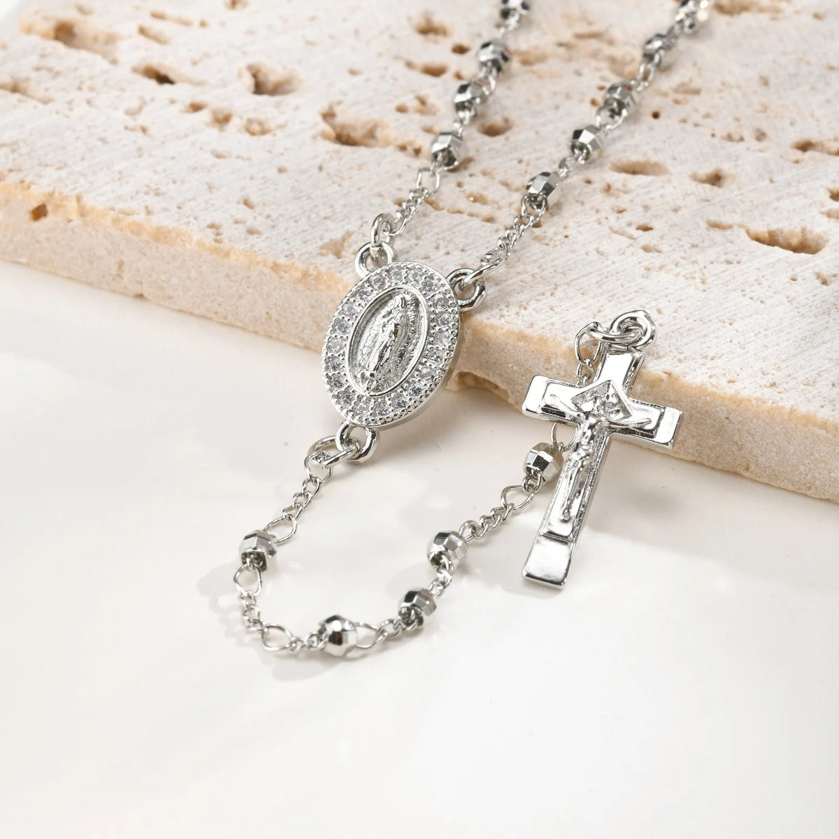 Catholic Rosary Necklace for Women – Virgin Mary & Cross Pendant - Sylva