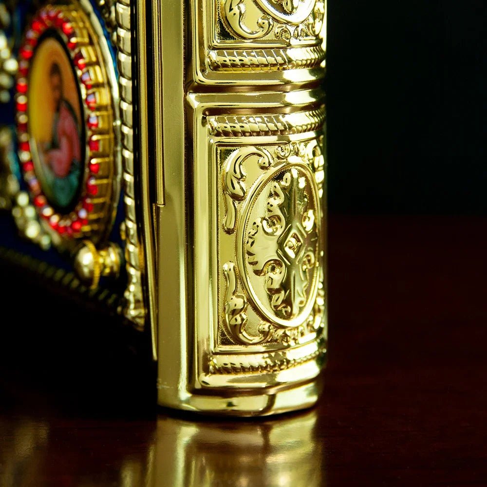 Orthodox Bible Cover – Gold Enamel Alloy Gospel Book Protective Shell - Sylva