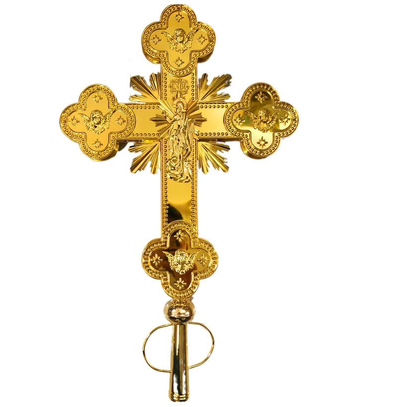 29.5" Luxury Gold Plated Orthodox Processional Crucifix – Church Cross