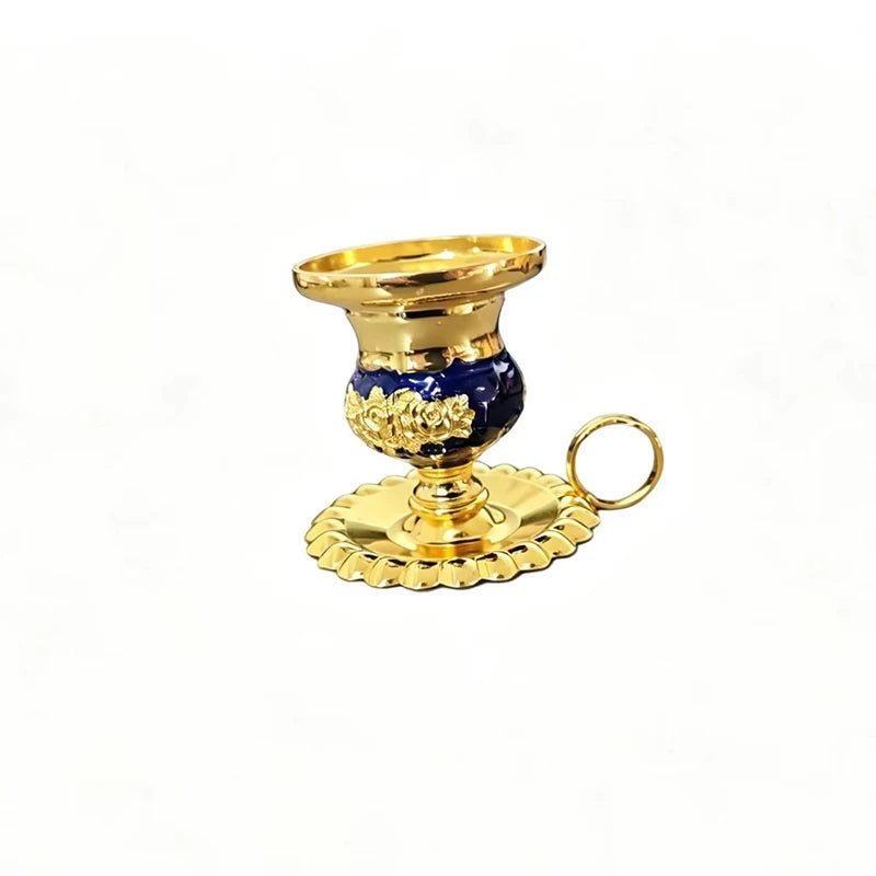 Byzantine Orthodox Candle Holder – Gold Plated Enamel Prayer Candlestick - Sylva