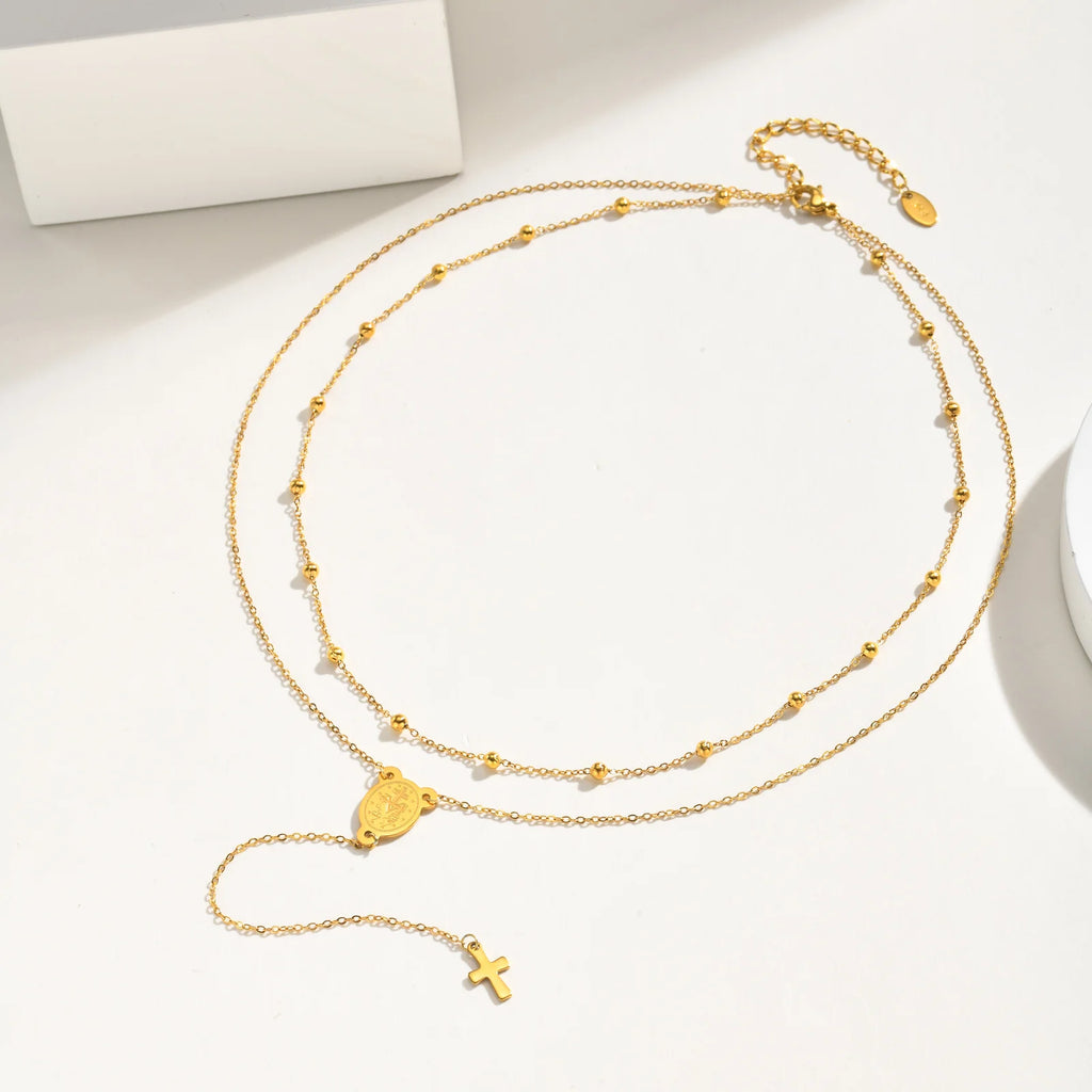 Virgin Mary & Cross Y Necklace for Women - Sylva