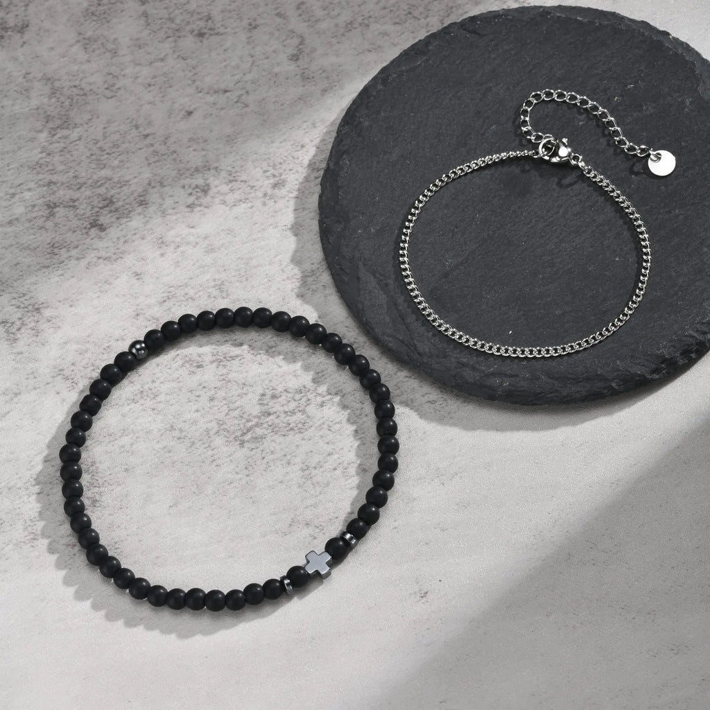 Men's Christian Cross Bracelet – Stainless Steel & Beaded Faith Jewellery