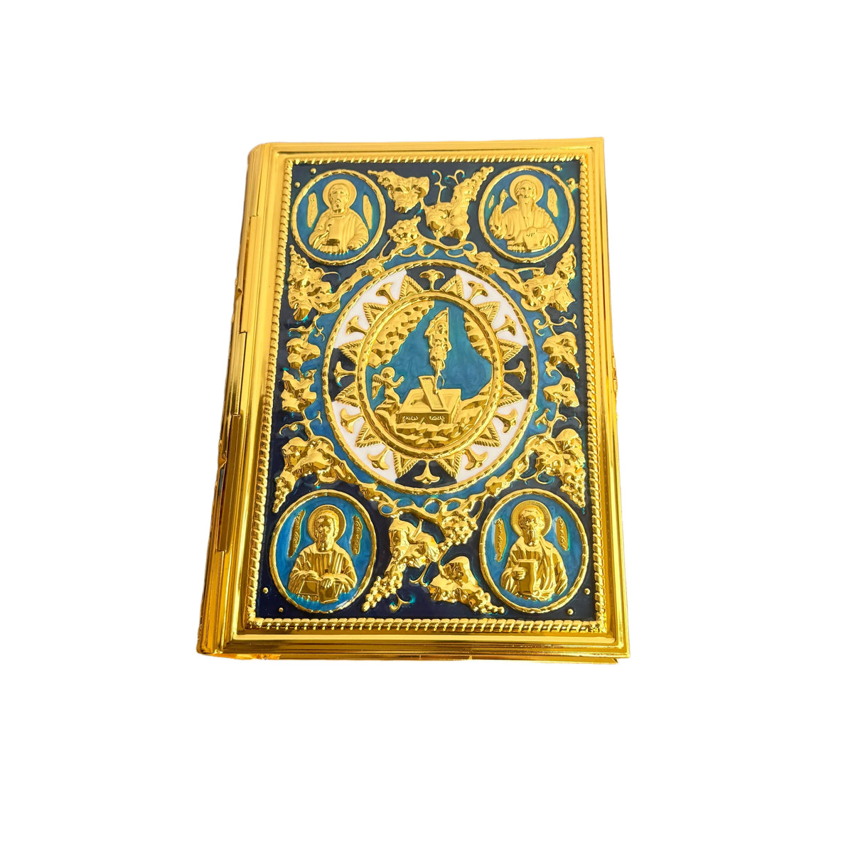 Orthodox Gold-Plated Enamel Gospel Cover with Apostle Icons - Sylva