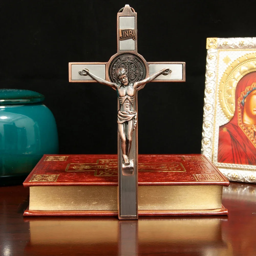 Catholic Jesus Crucifix Wall Cross – Vintage Copper Prayer Cross for Home, Church & Christian Gifts