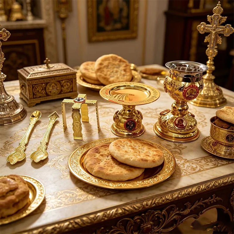 Orthodox Altar Set – Gold Chalice, Diskos & Asterisk Star for Divine Liturgy - Sylva