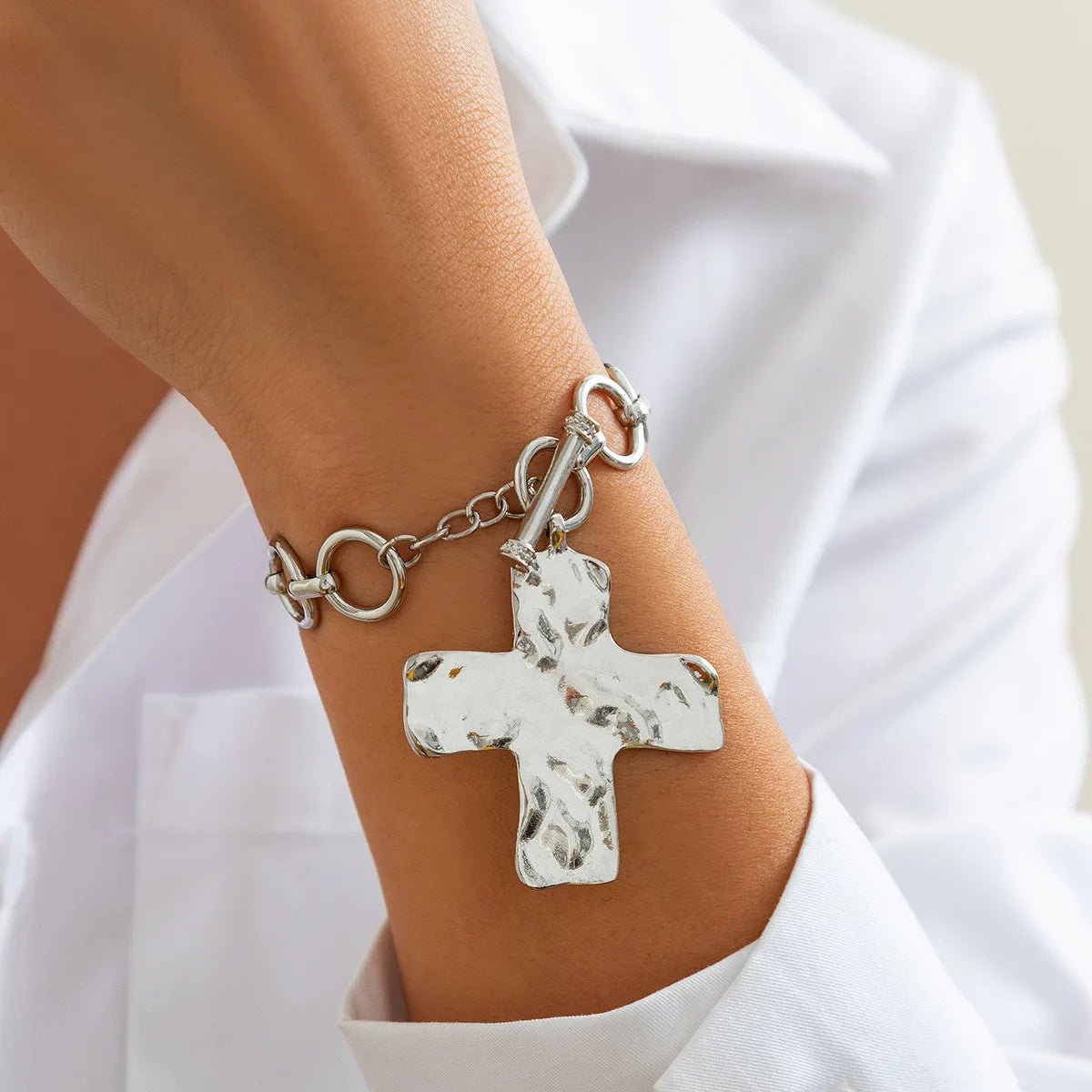 18K Gold-Plated Chunky Cross Necklace for Women – Christian Statement Pendant - Sylva