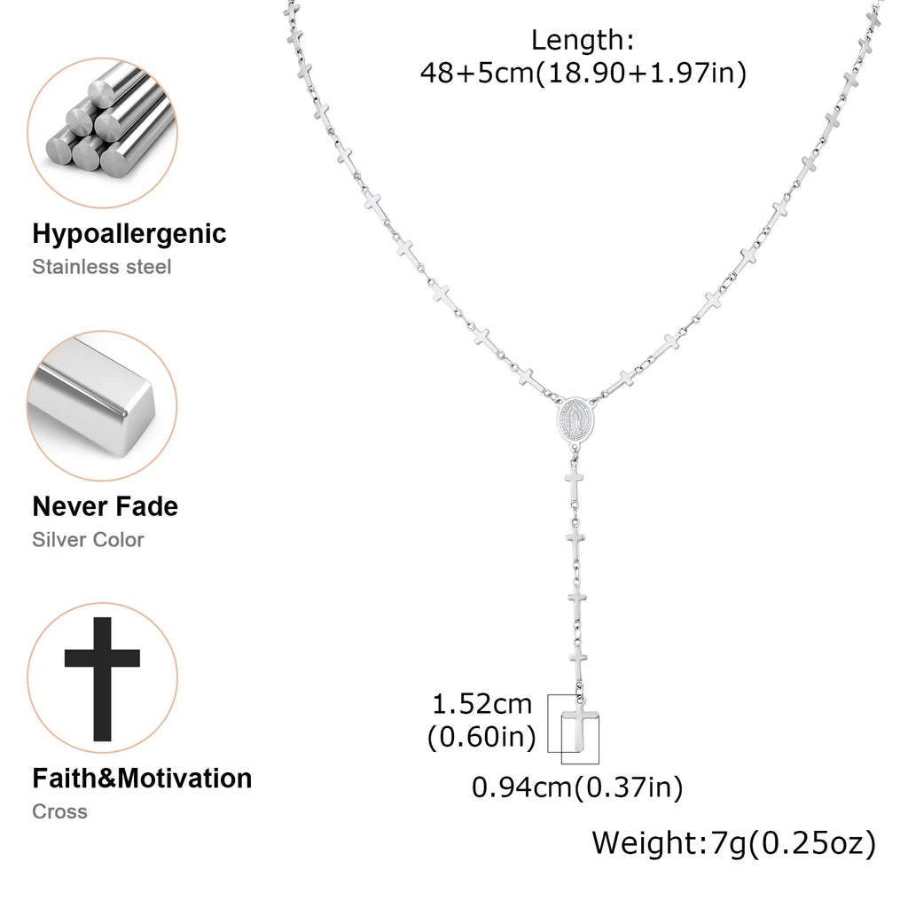 Virgin Mary & Cross Y Necklace for Women - Sylva
