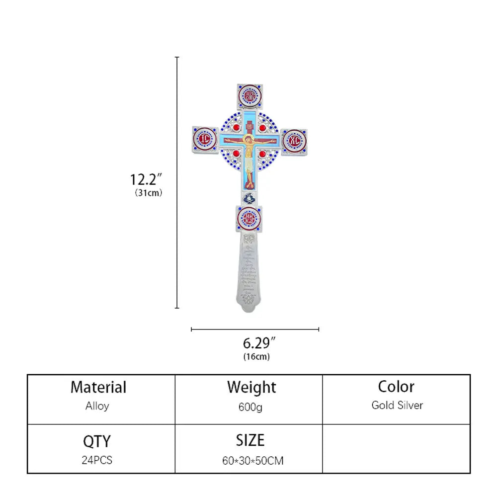 31cm Orthodox Jesus Blessing Cross – Handheld Church Crucifix