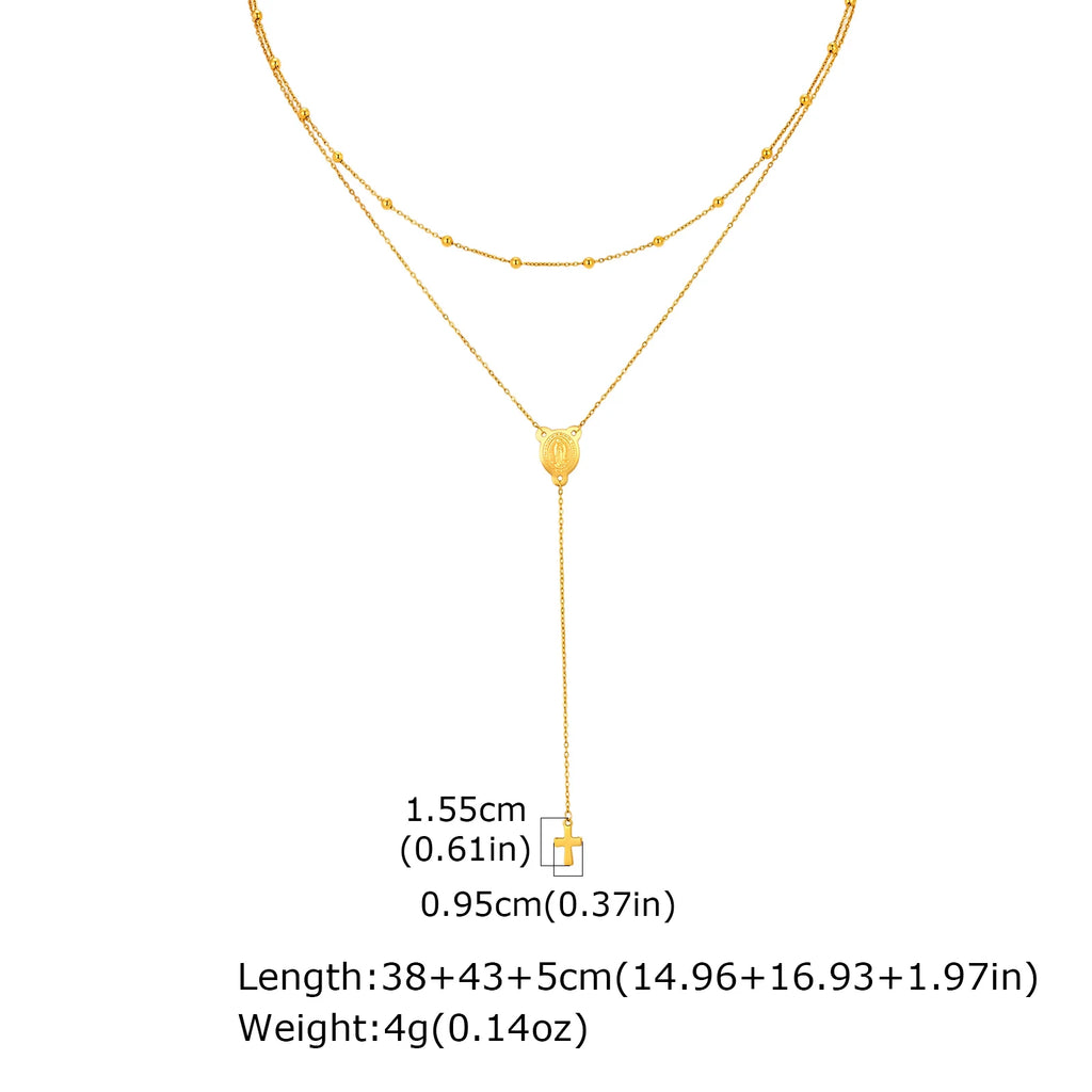 Virgin Mary & Cross Y Necklace for Women - Sylva