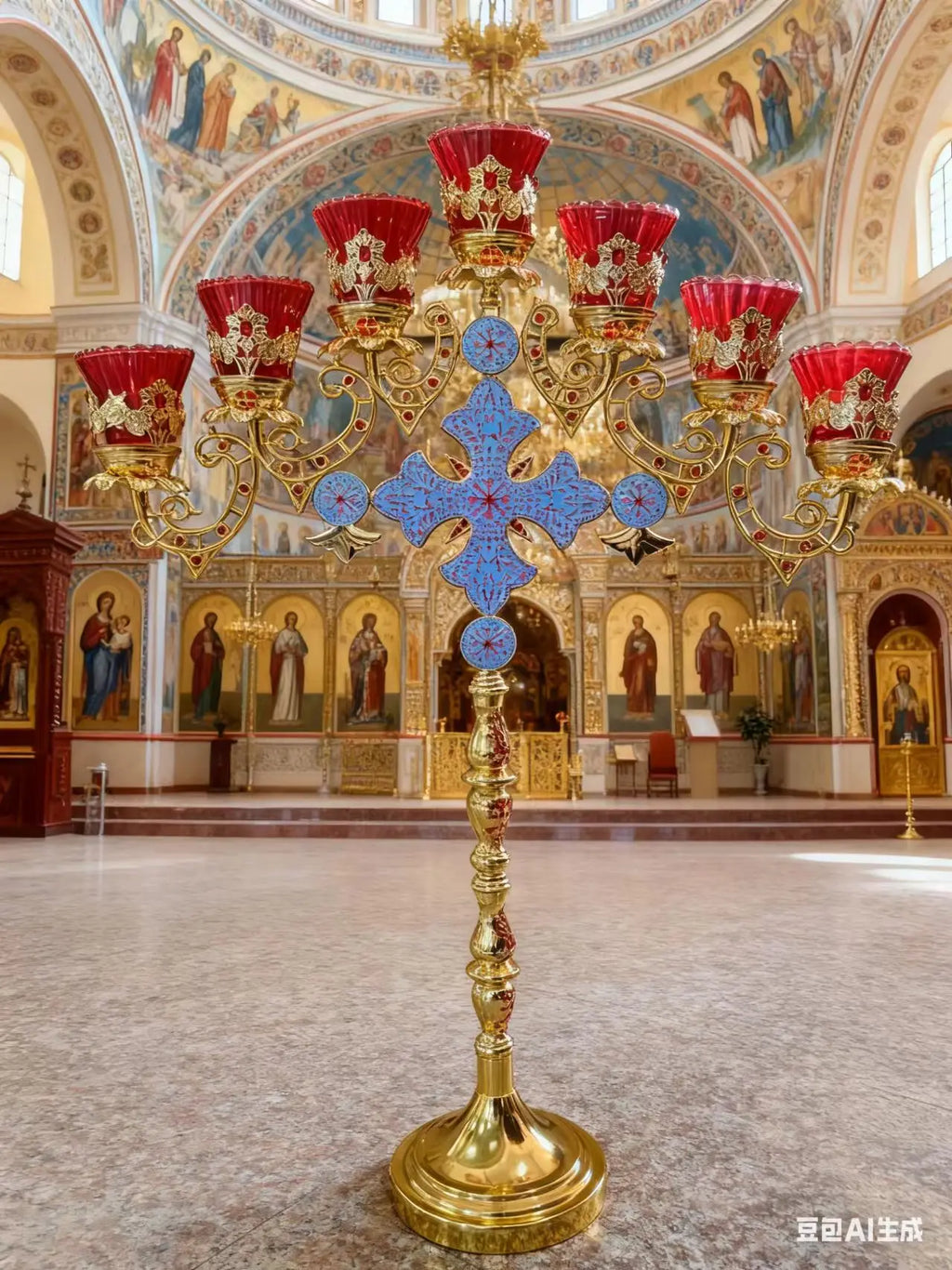 Gilded Orthodox Church Candle Holder – Liturgical Altar Candlestick