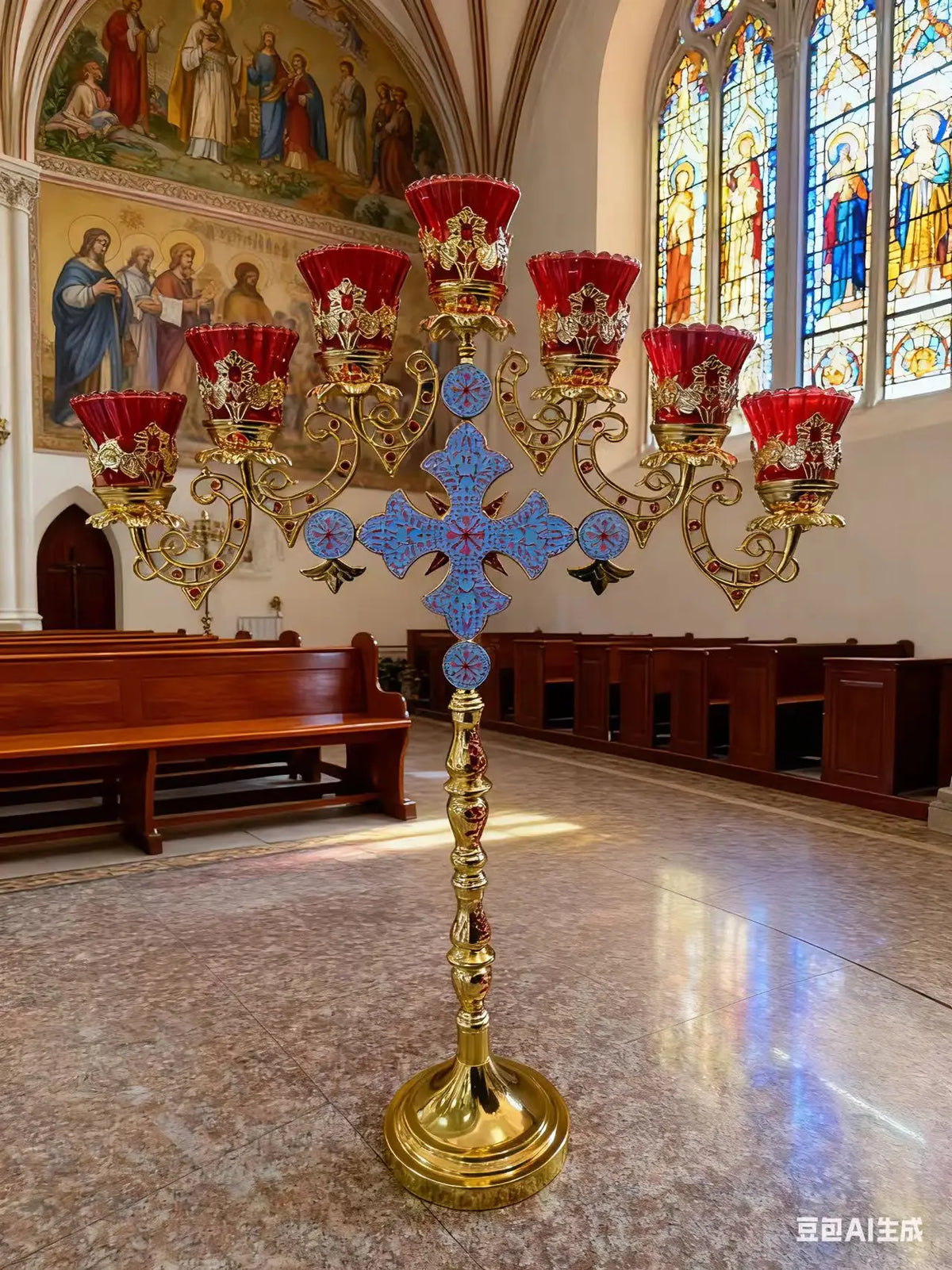 Gilded Orthodox Church Candle Holder – Liturgical Altar Candlestick