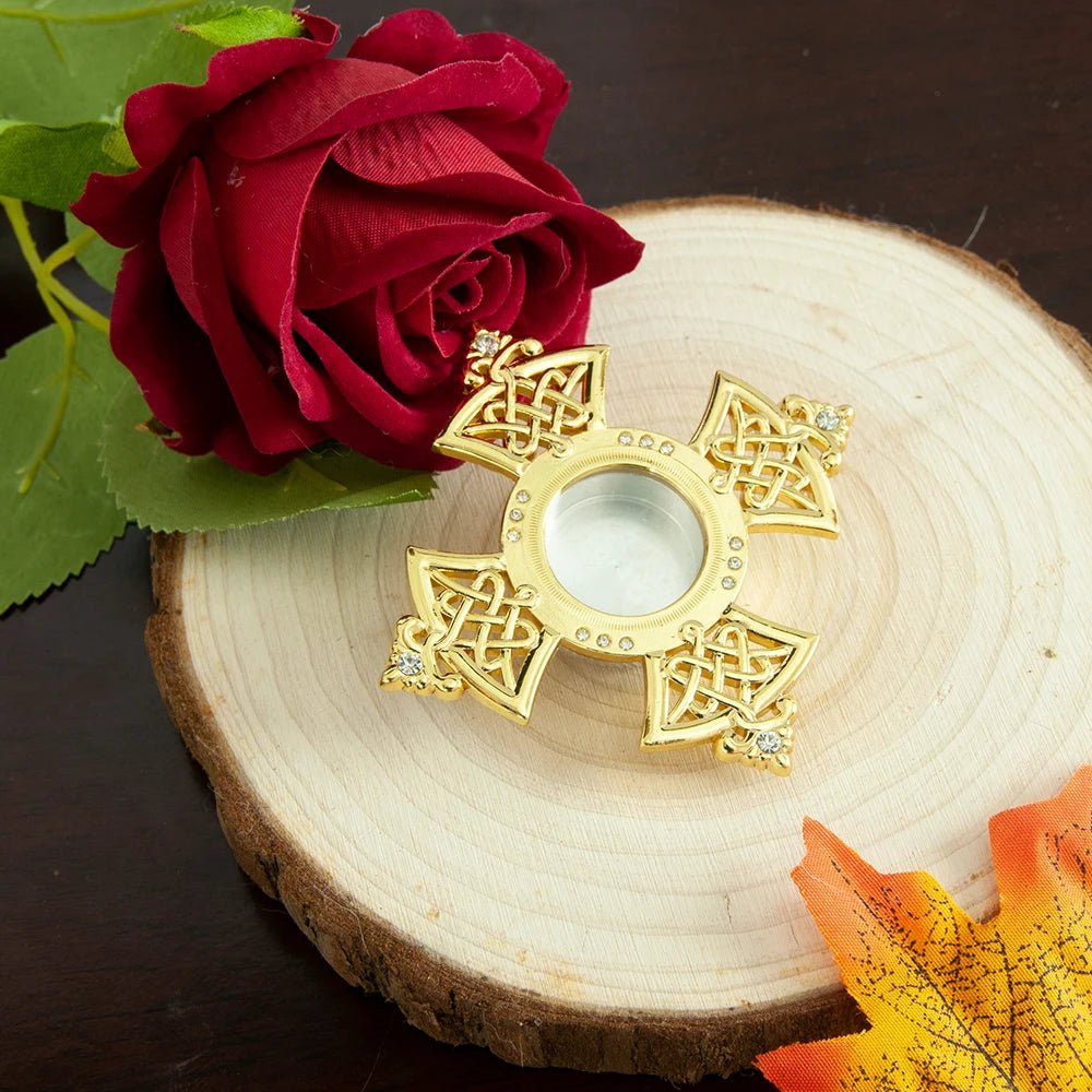 Orthodox Cross Reliquary Relic Holder – Gold-Tone Sacred Relic Case - Sylva