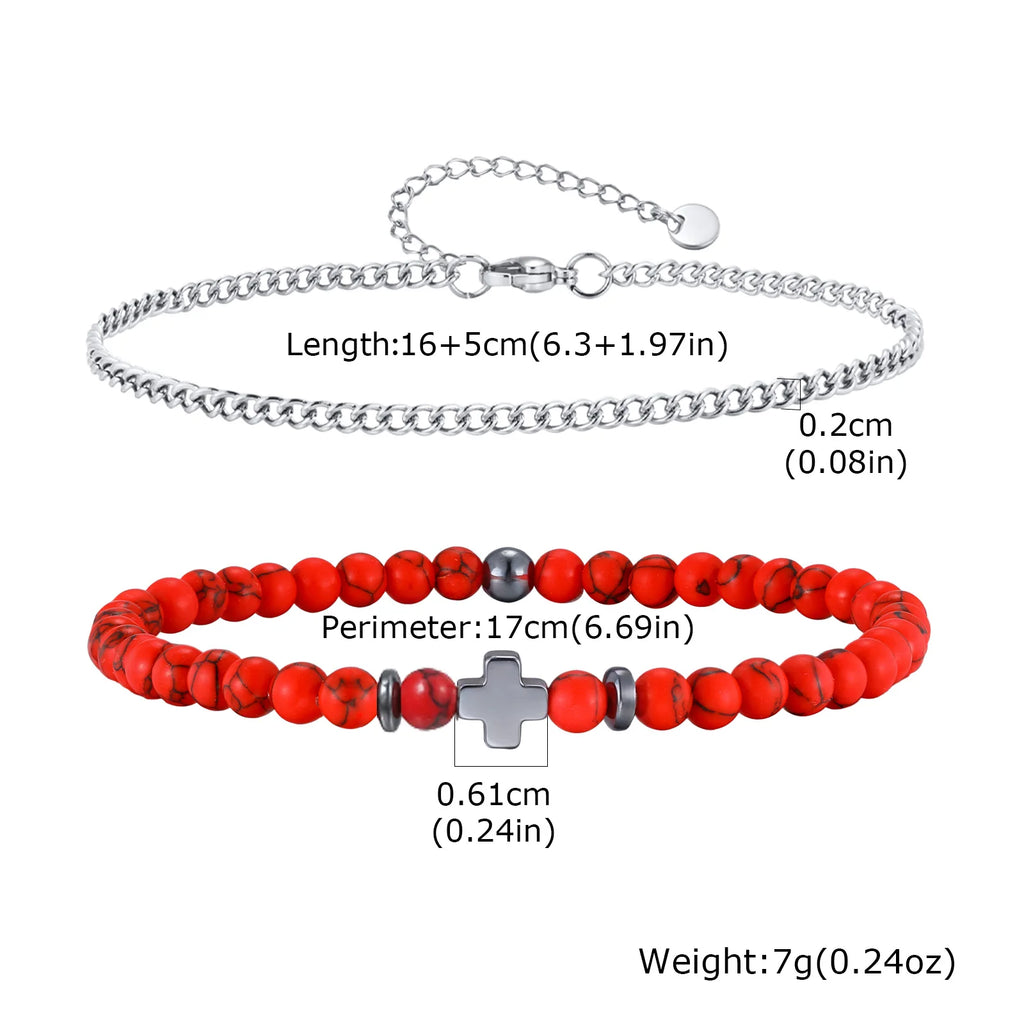 Men's Christian Cross Bracelet – Stainless Steel & Beaded Faith Jewellery