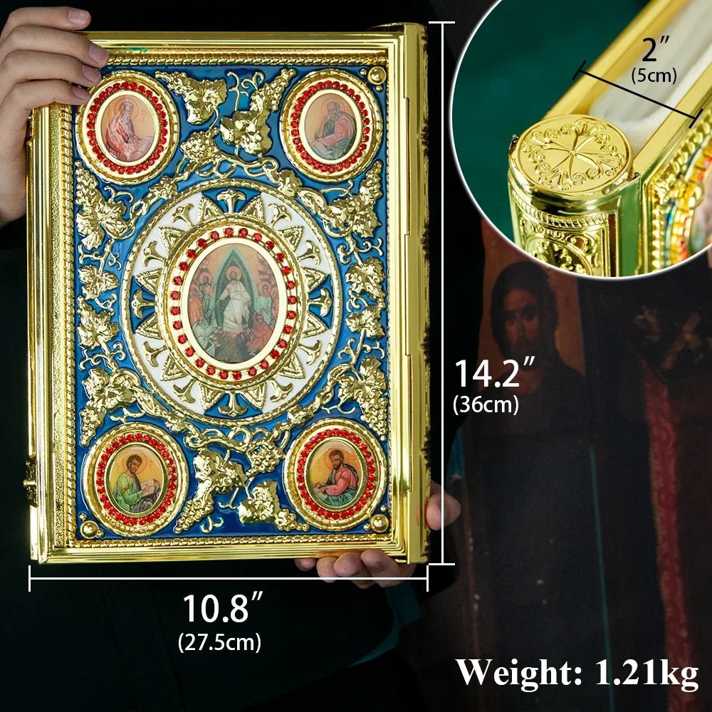 Orthodox Bible Cover – Gold Enamel Alloy Gospel Book Protective Shell - Sylva