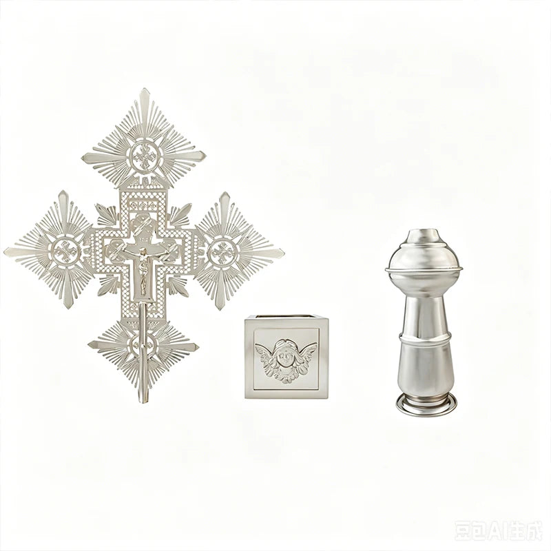 Silver-Plated Orthodox Sunburst Processional Cross – 32.5-Inch Liturgical Crucifix