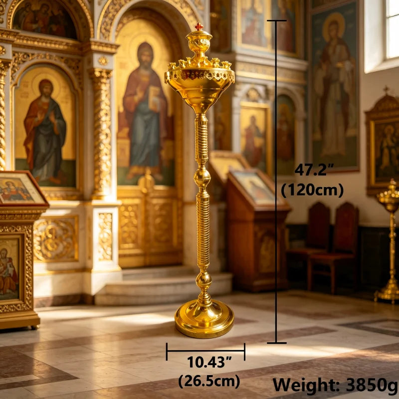 120cm Gold-Plated 20-Candle Church Floor Candle Holder