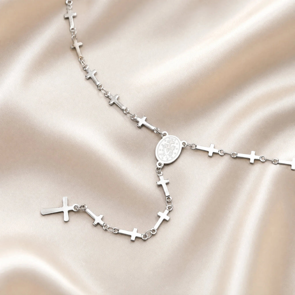Virgin Mary & Cross Y Necklace for Women - Sylva