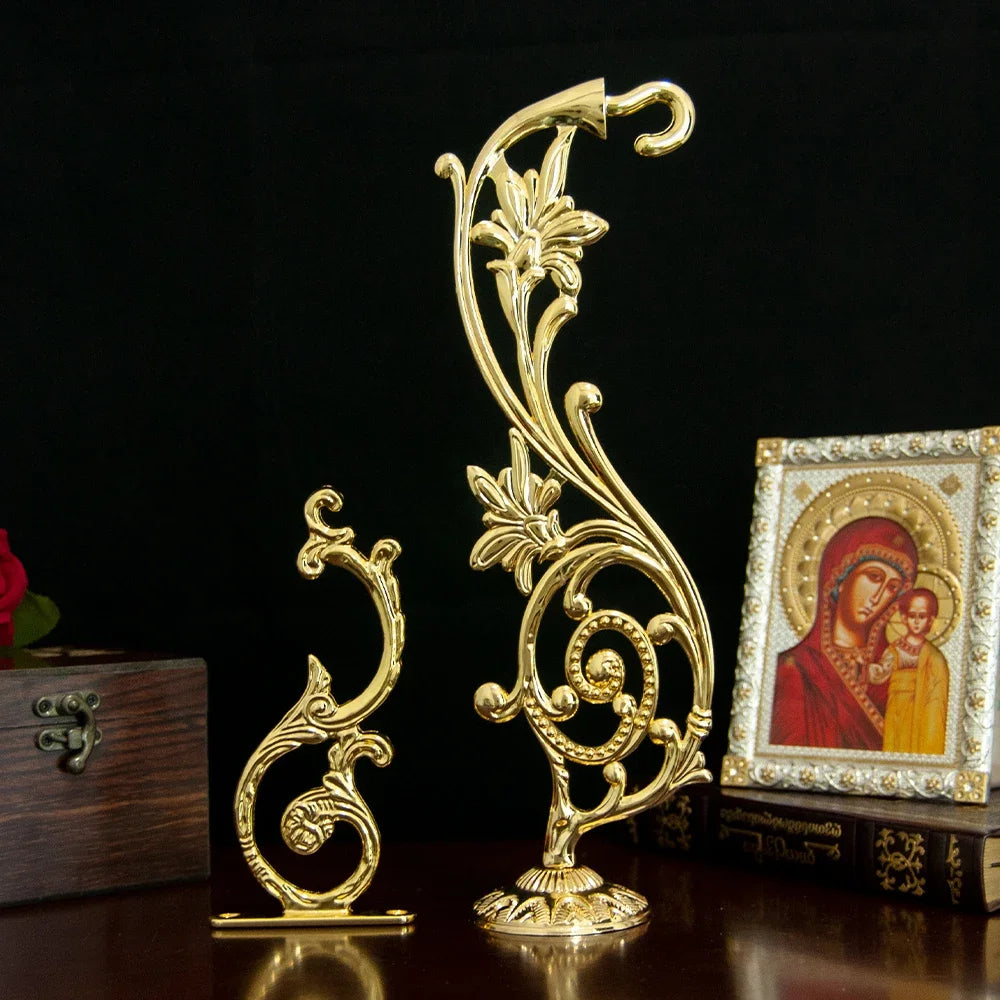 Gold Plated Orthodox Wall Hook for Hanging Vigil Lamps, Icons & Church Decor | Classical Religious Home & Church Accessory