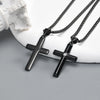 Men’s Black Stainless Steel Cross Necklace with Zircon