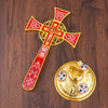 Byzantine Orthodox Altar Cross – Gold-Plated Enamel Standing Jesus Crucifix