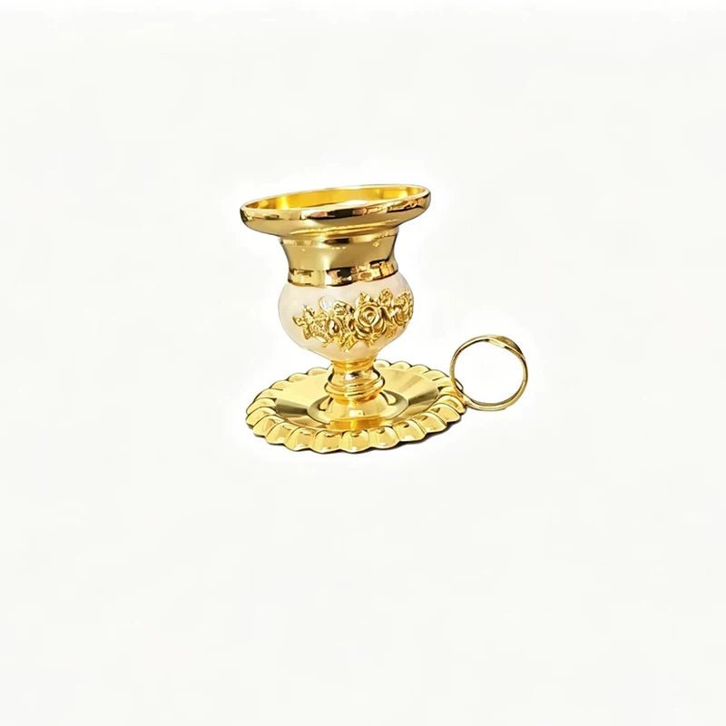 Byzantine Orthodox Candle Holder – Gold Plated Enamel Prayer Candlestick - Sylva