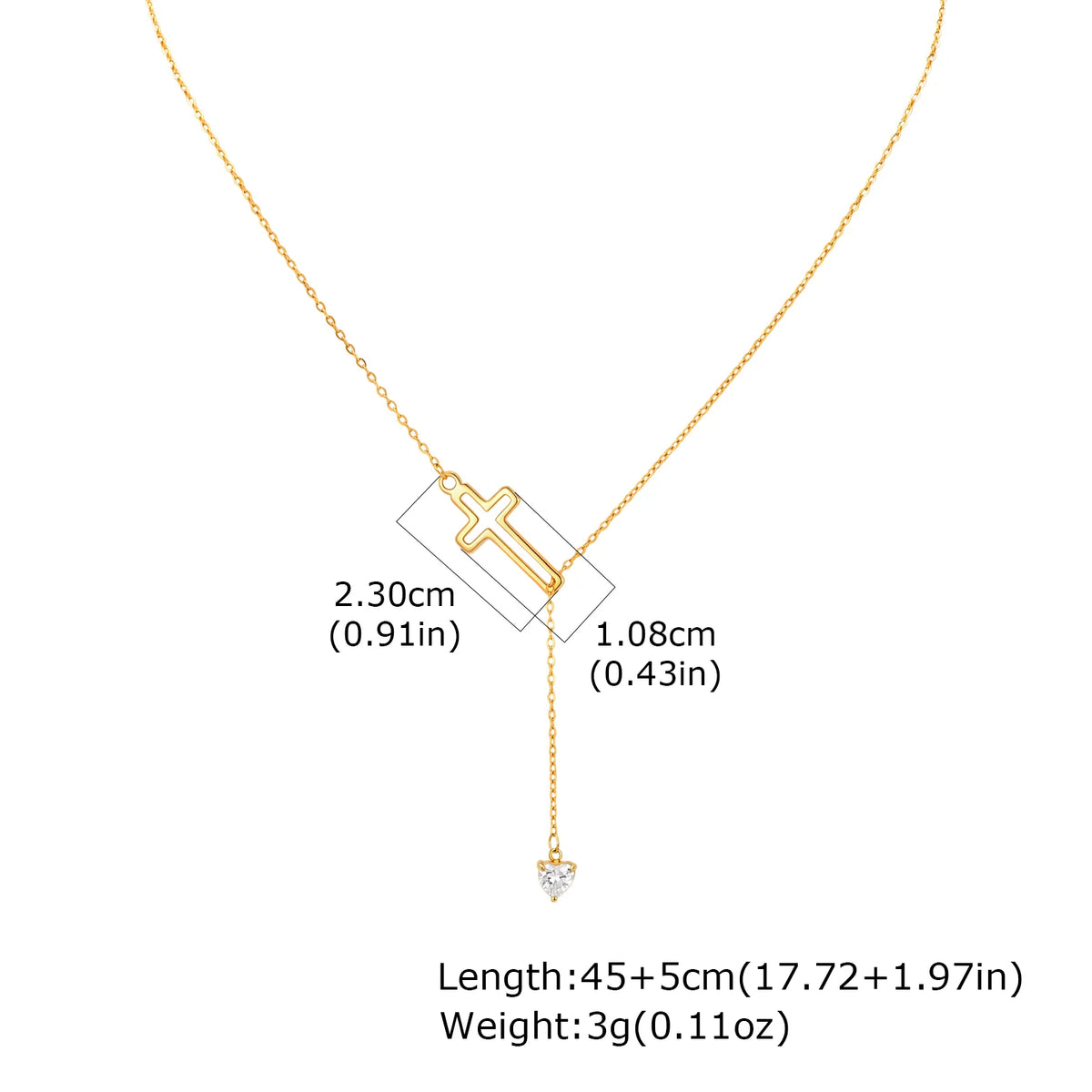 Women’s Cross Lariat Necklace with Heart Drop | SYLVA